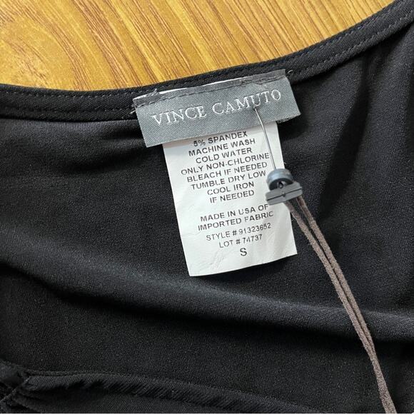 Vince Camuto Tie Shoulder V-Neck top rich black - S - Picture 8 of 10